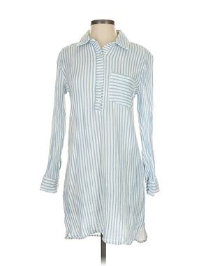 Alice Walk Blue White Striped Cotton Shirt Dress Cover Up XS Lightweight Beach